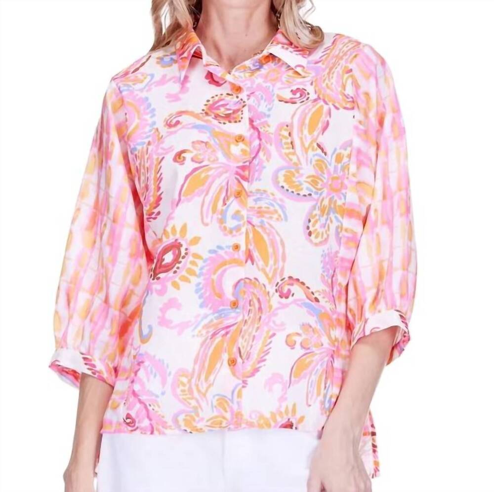 NEW JOY JOY contrast print blouse in carnival paisley